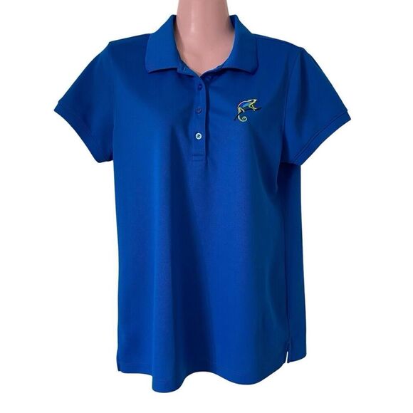 Loudmouth Golf Tops - Loudmouth Golf Polo Shirt Women's Large Blue Gecko Tennis Athletic 4-Button